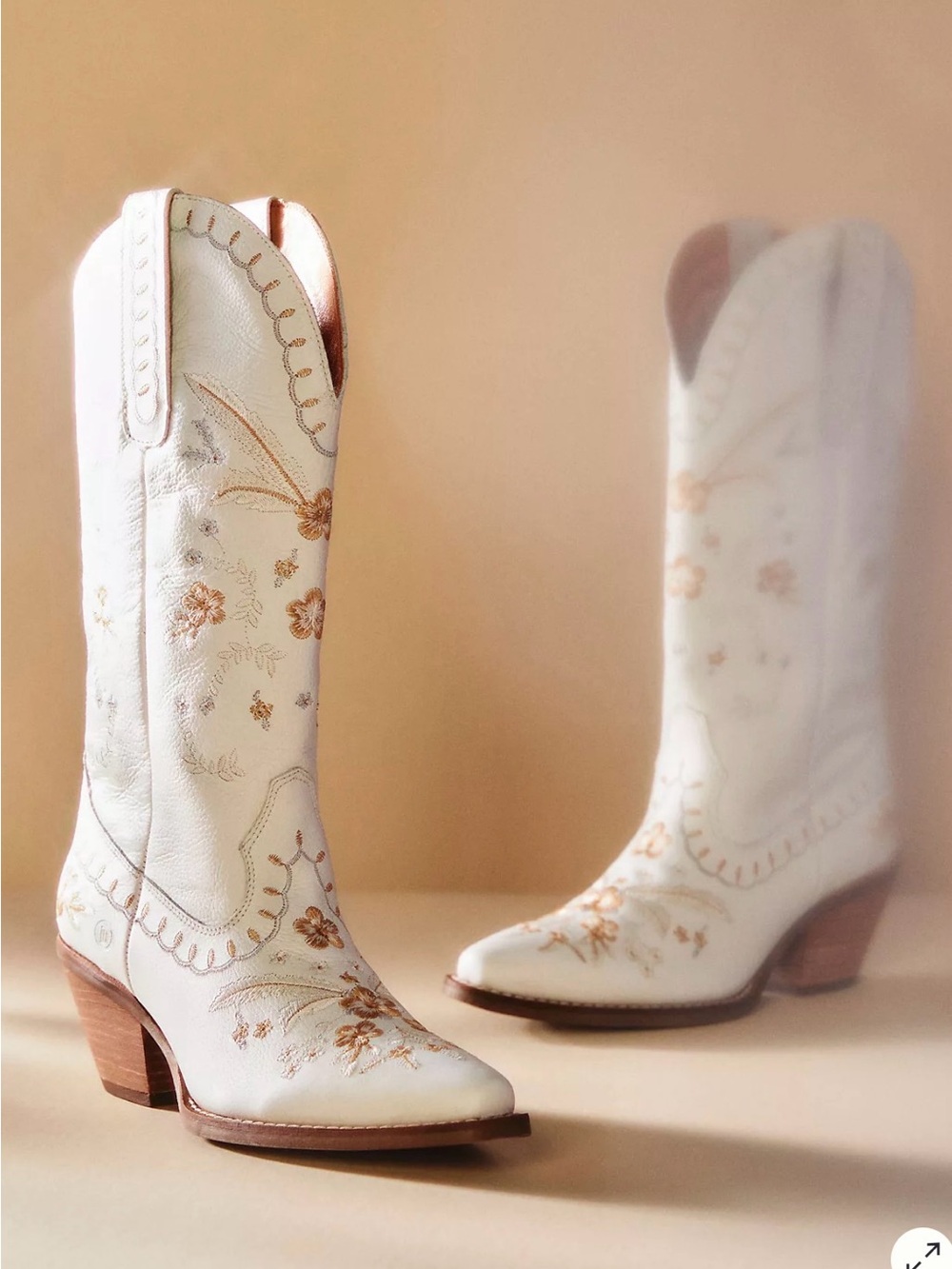 NWB Dingo 1969 Bloom Leather Cowboy Boots white 7 - Picture 2 of 14